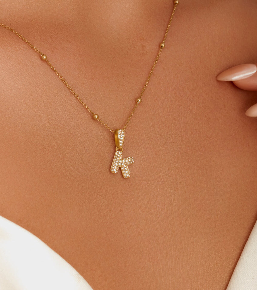 Bubble Initial Necklace - astralfinds.online