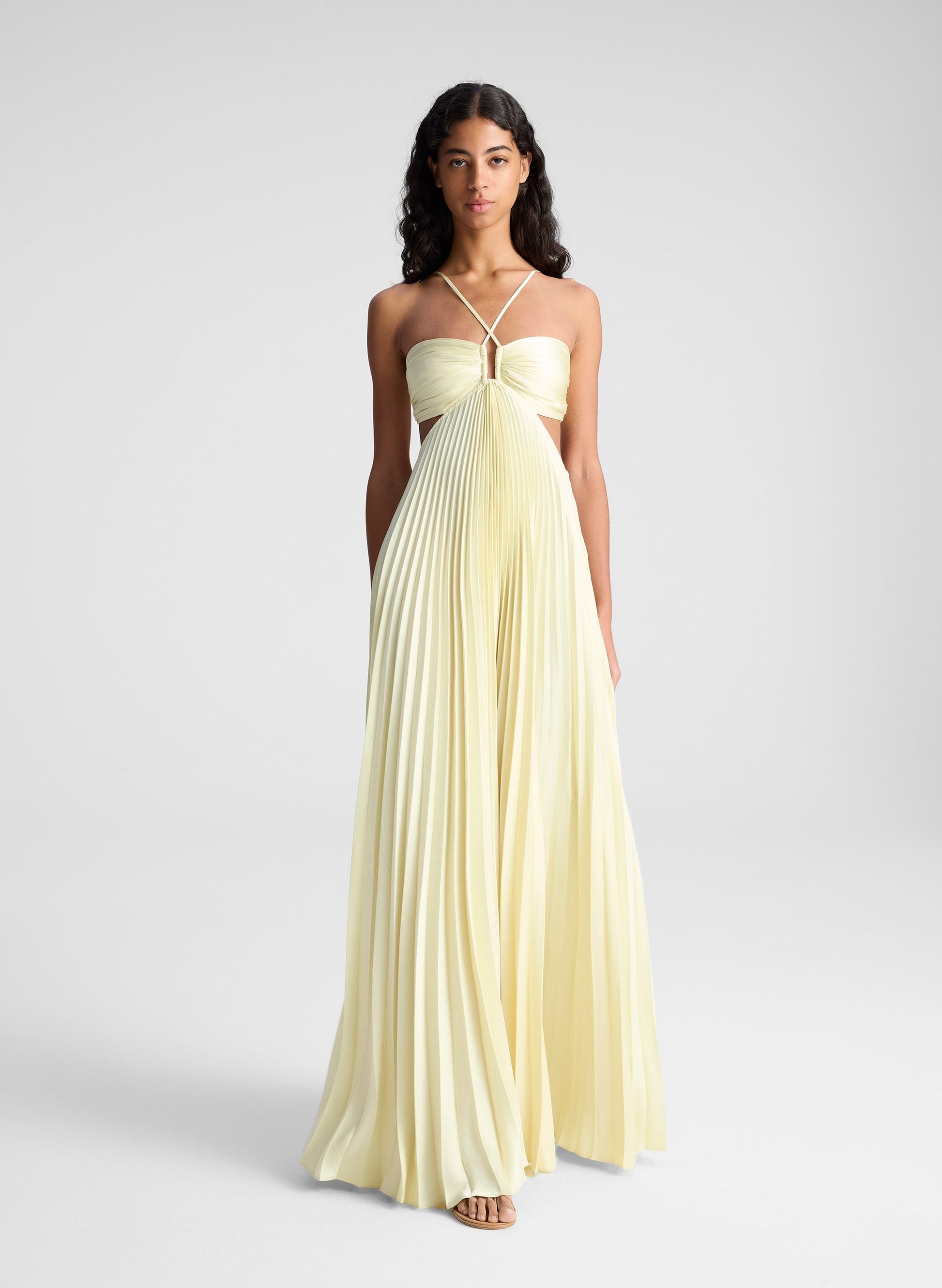 Celina Satin Pleated Maxi Dress Summer 2025