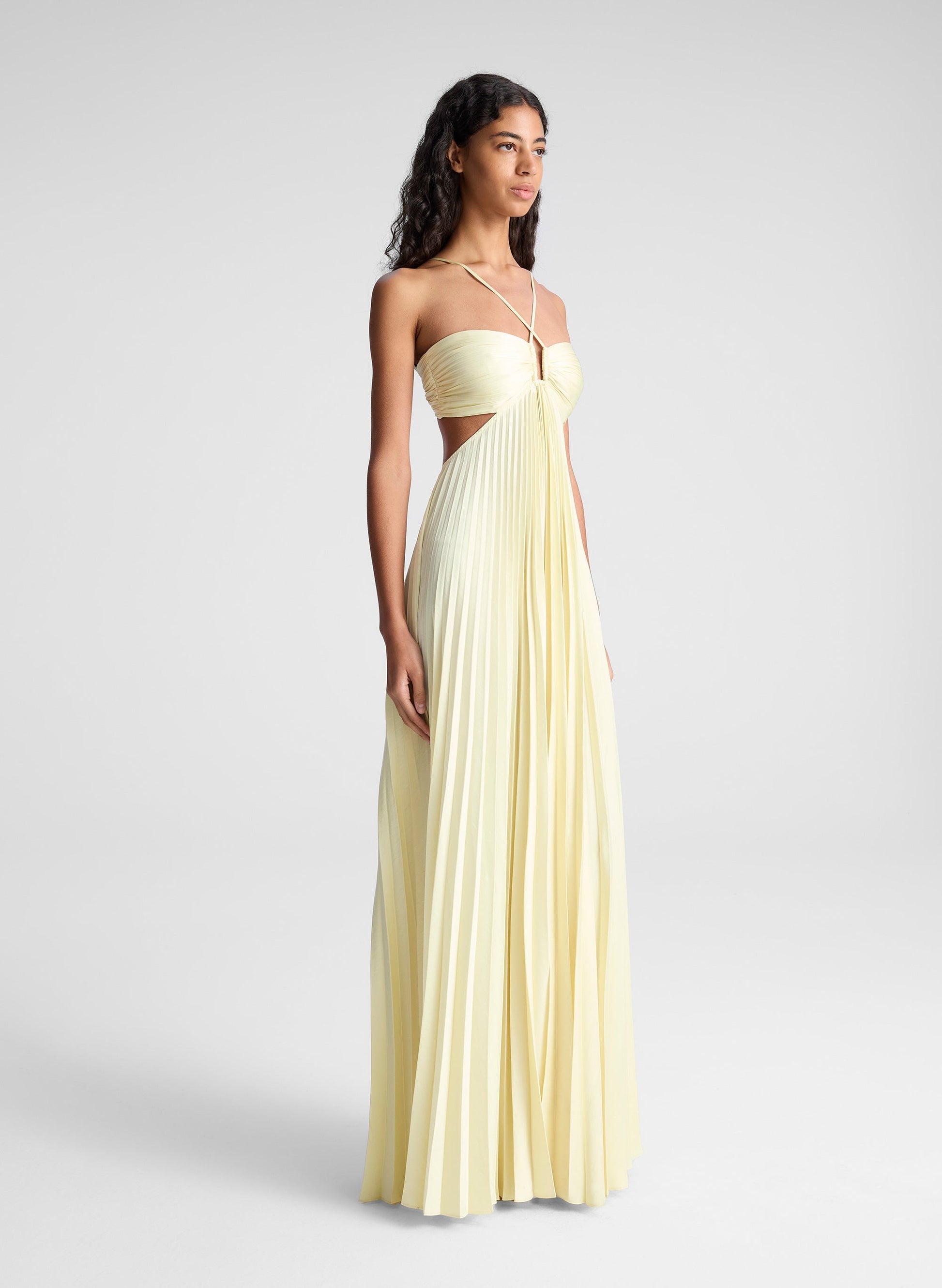 Celina Satin Pleated Maxi Dress Summer 2025
