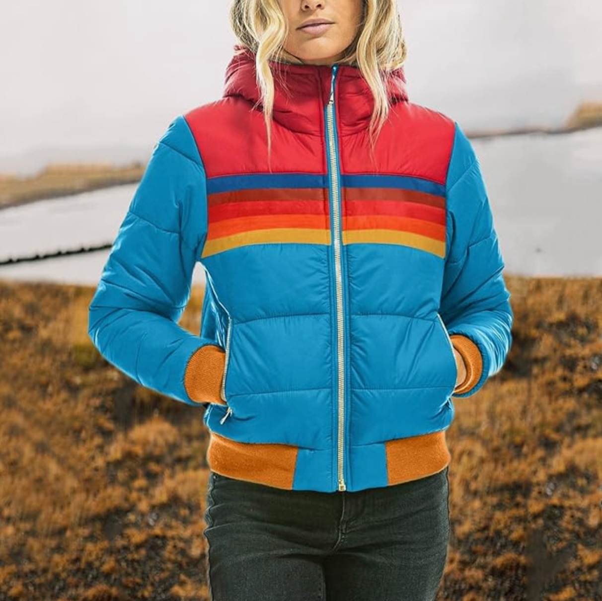SOFIA | RETRO STRIPED PADDED JACKET - astralfinds.online