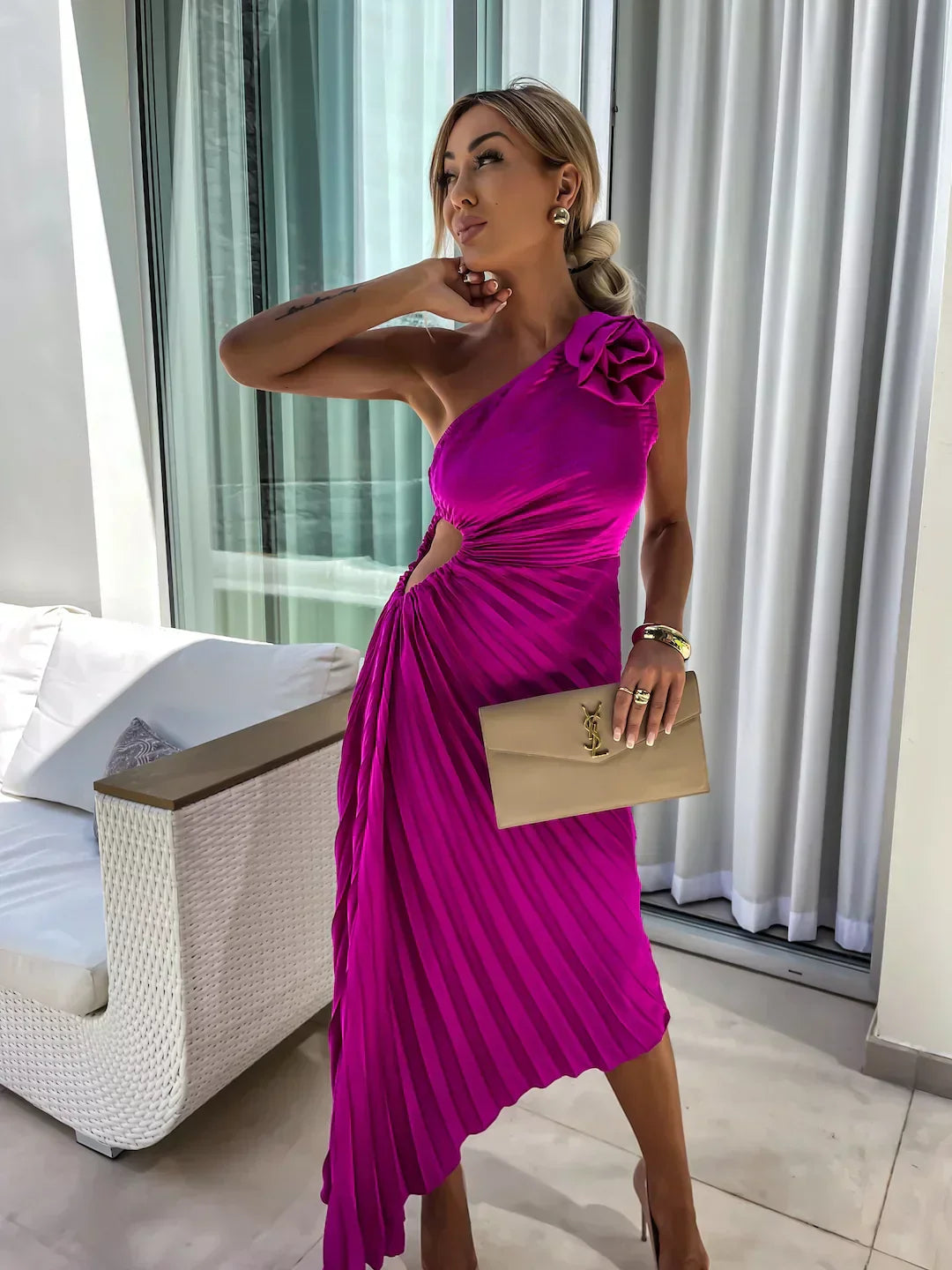 Lizbeth -  Flower Shoulder Maxi Dress Meracchi London