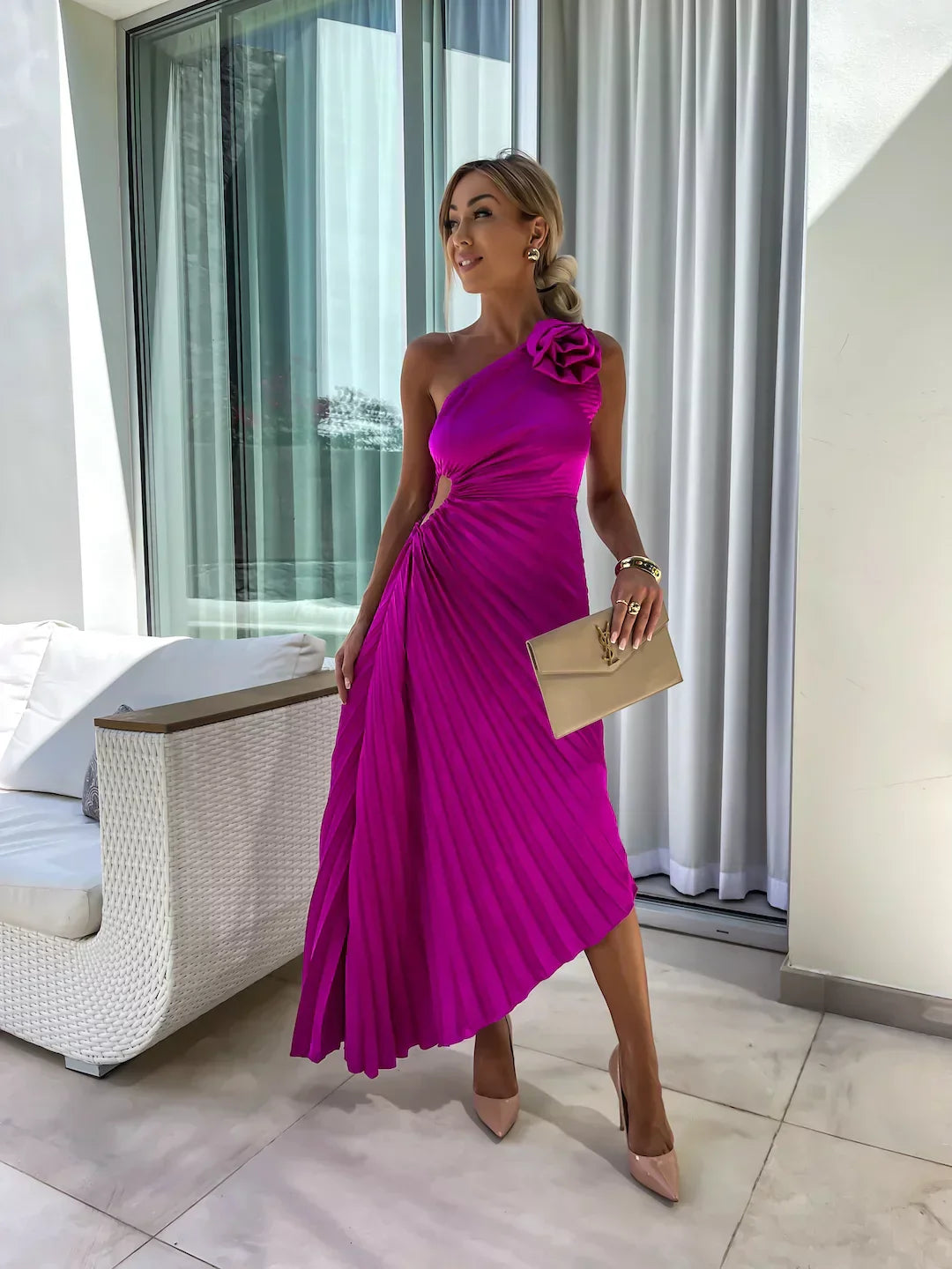 Lizbeth -  Flower Shoulder Maxi Dress Meracchi London