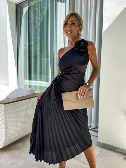 Lizbeth -  Flower Shoulder Maxi Dress Meracchi London