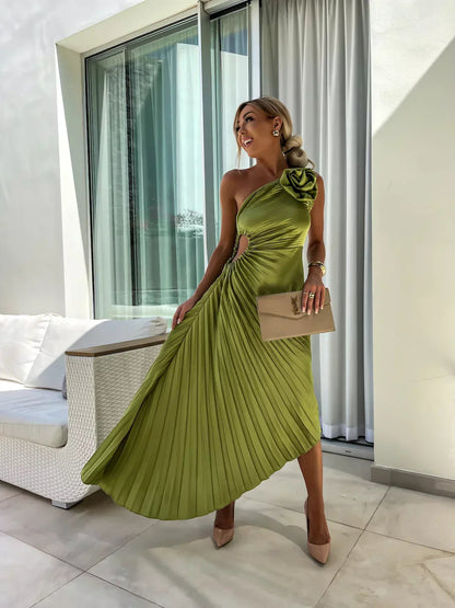 Lizbeth -  Flower Shoulder Maxi Dress Meracchi London