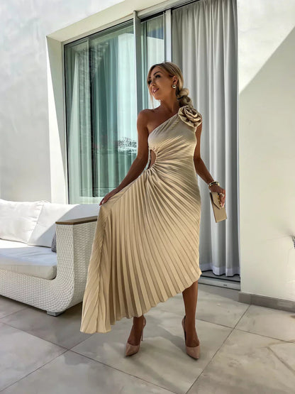 Lizbeth -  Flower Shoulder Maxi Dress Meracchi London