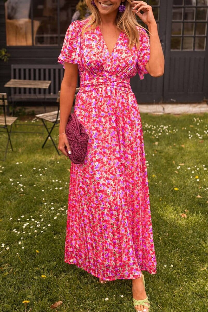 Isabella Elegant V-Neck Maxi Dress - astralfinds.online