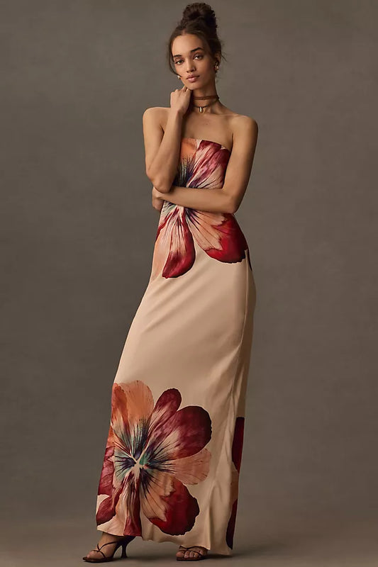 Ariana Strapless Satin Maxi Slip Dress